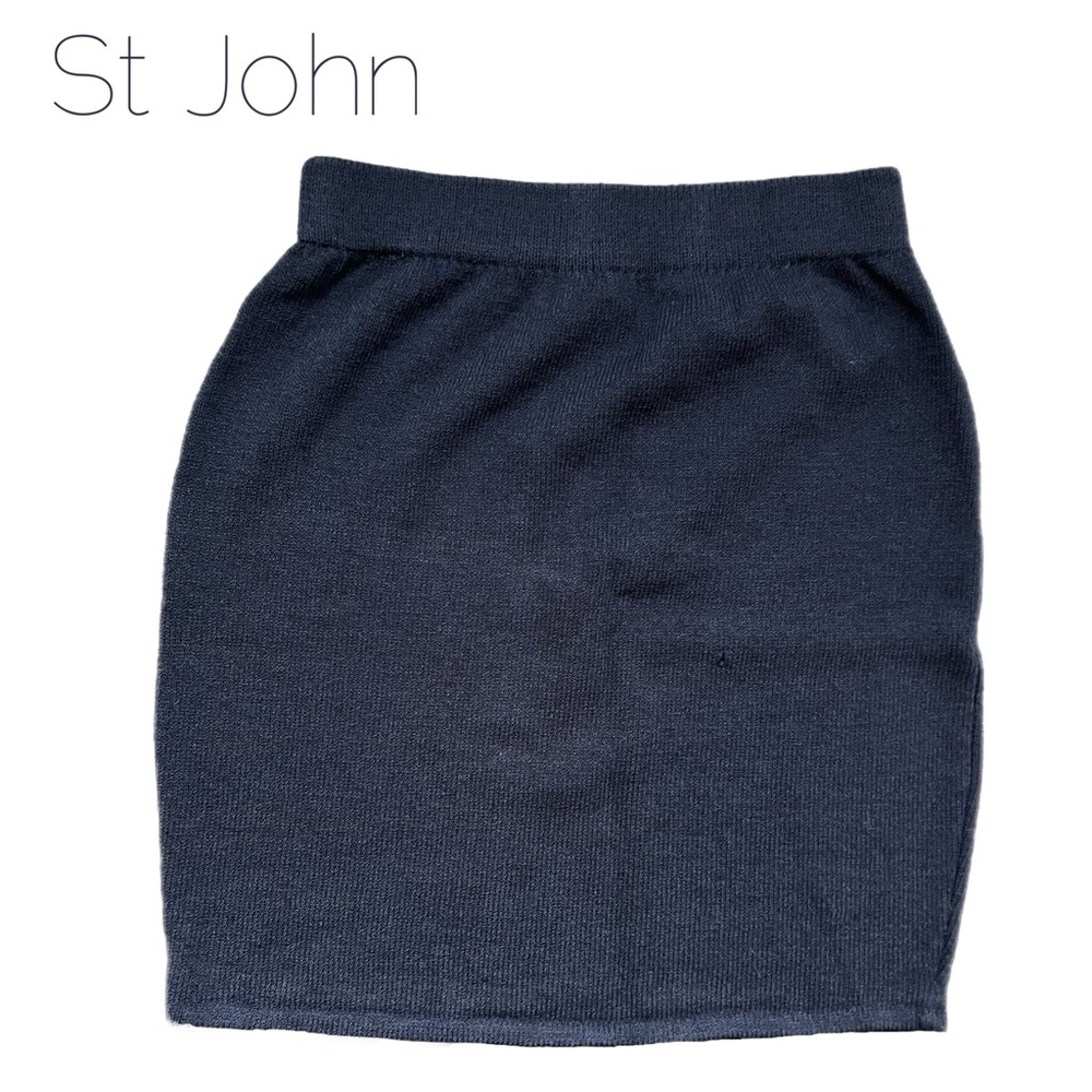 ST JOHN by MARIE GRAY Navy Knit Skirt - 2